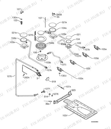 Взрыв-схема плиты (духовки) Rex Electrolux RKG661199X - Схема узла Functional parts 267